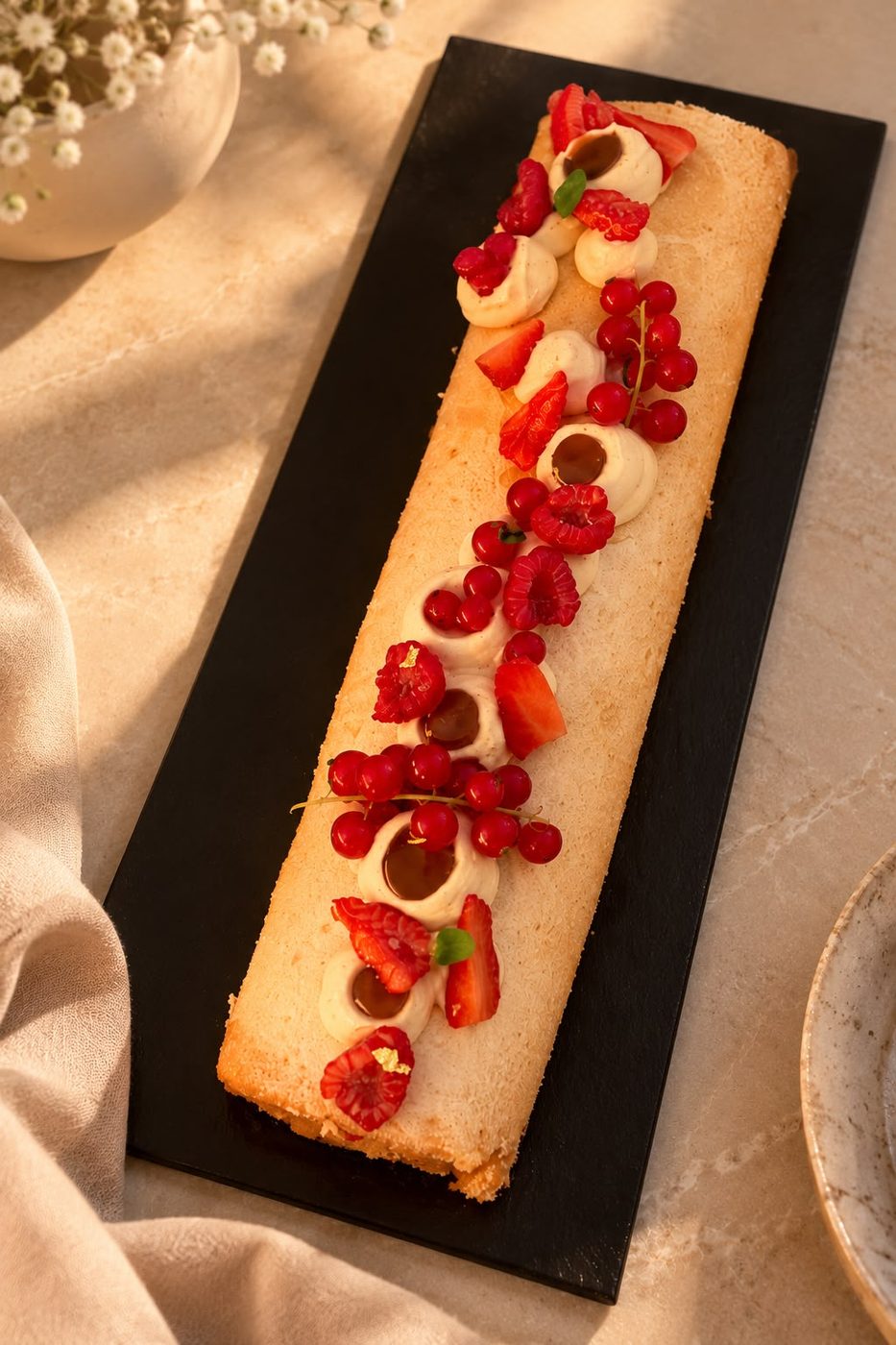 Roulé à la confiture de fraise